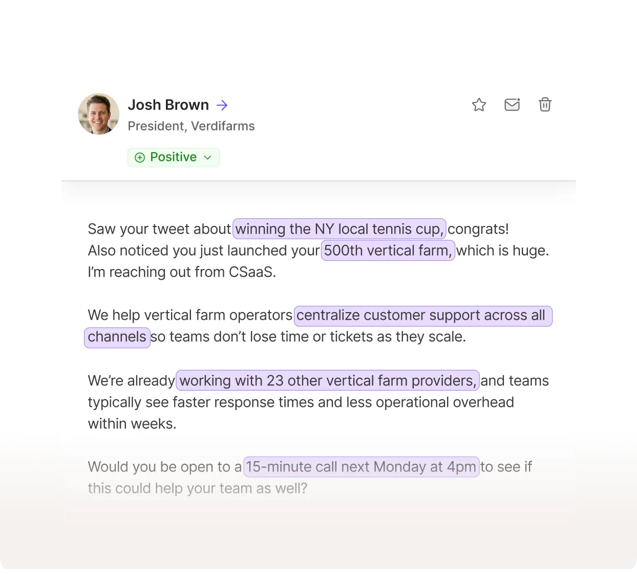 Ava sends outreach that reads like your best rep wrote it