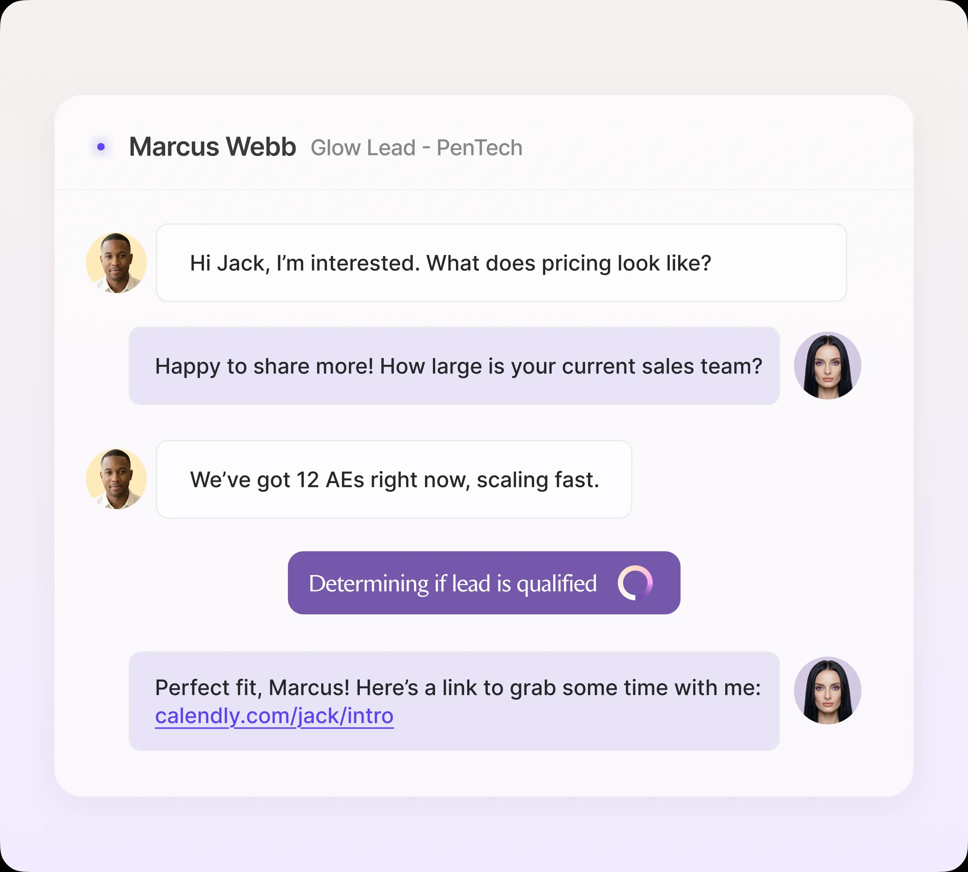 Ava qualifies prospects before she books