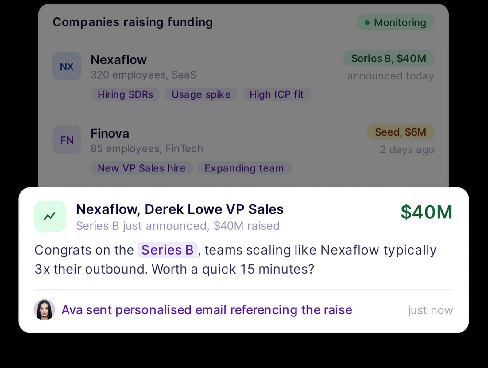 Track companies raising funding