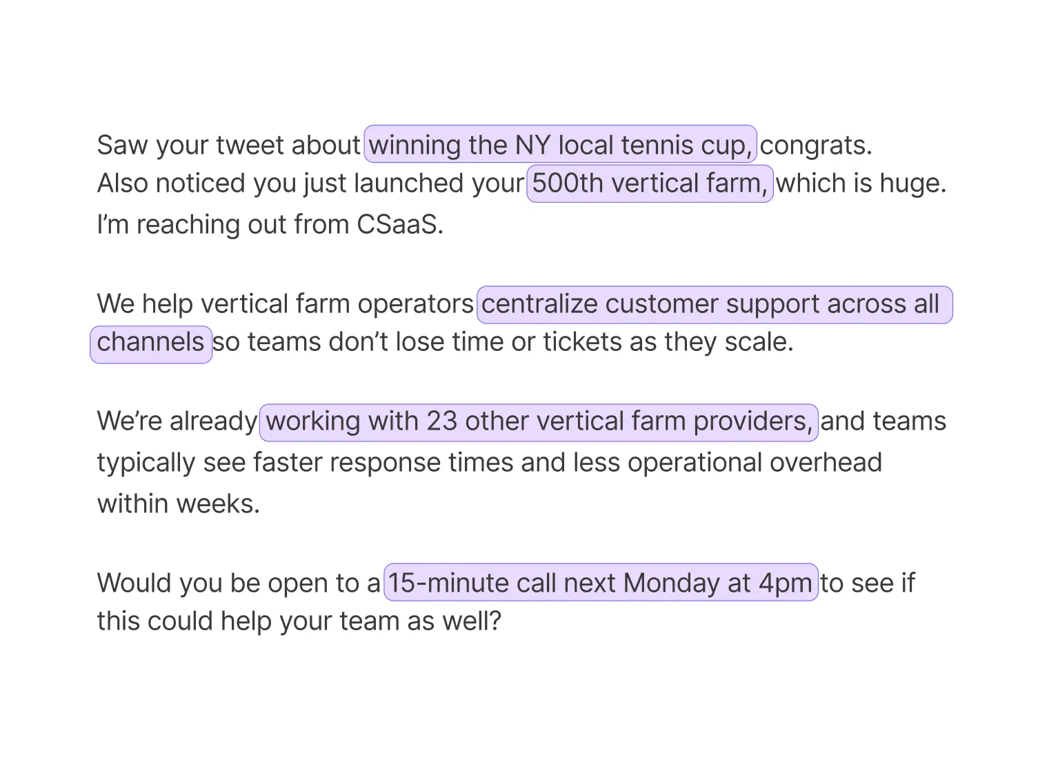 She sends personalized multi-channel outreach