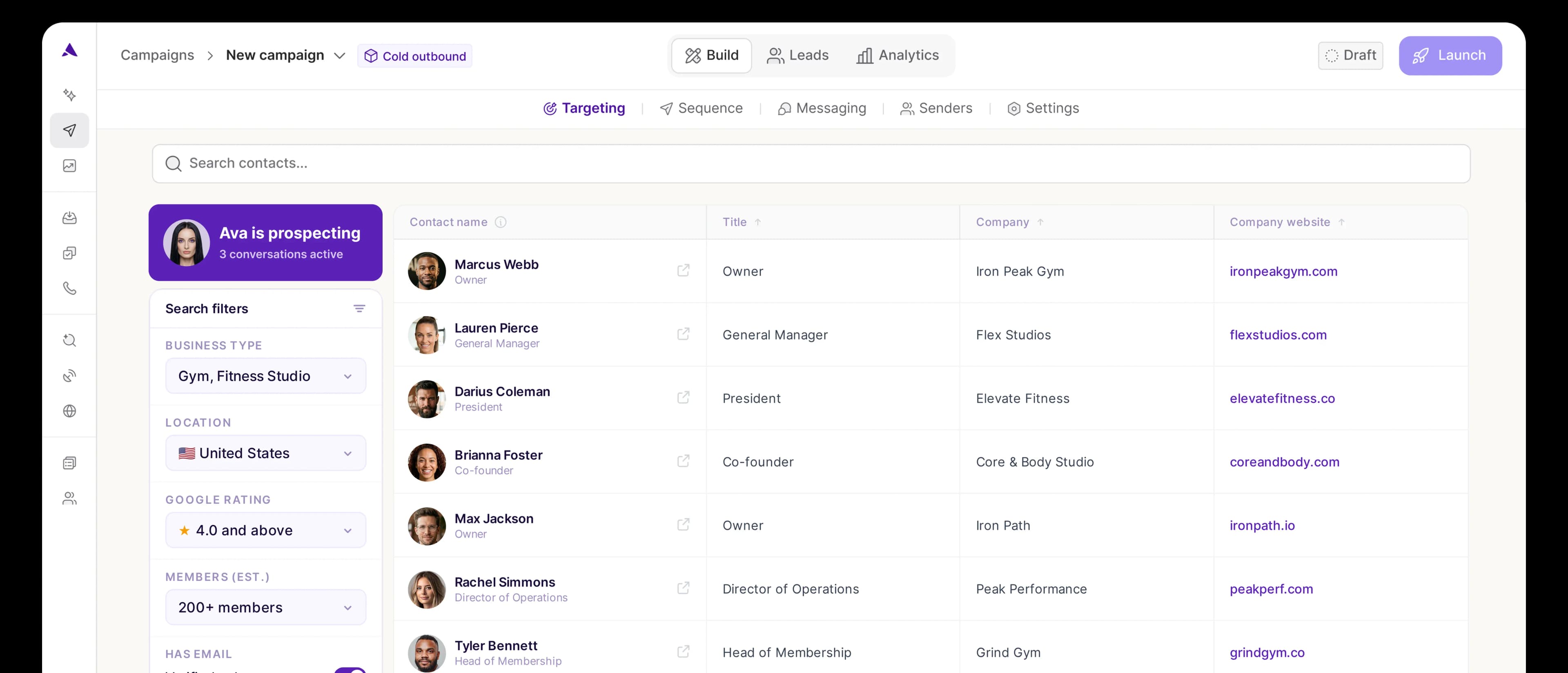 Artisan inbox with local business outreach