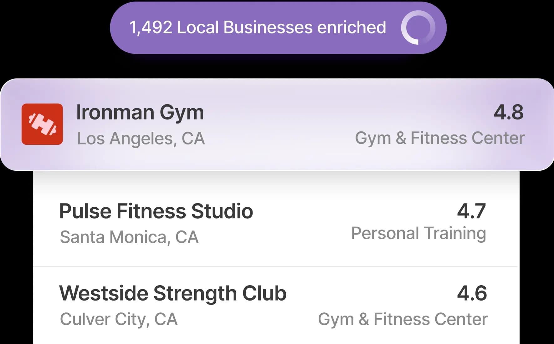 Verified local business data, built in