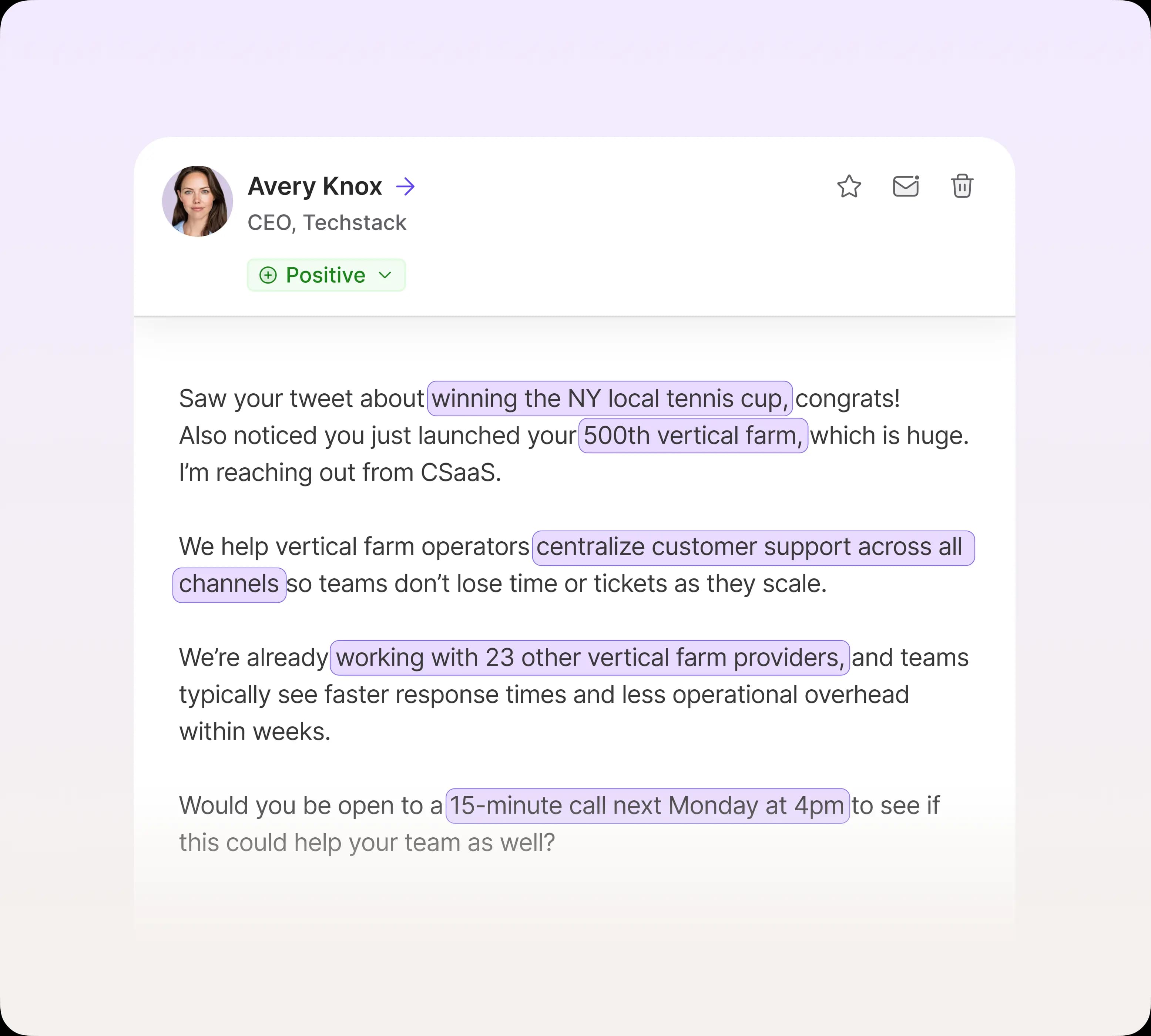 Ava sends outreach at scale that reads like you wrote it