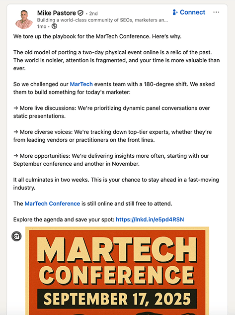 Martech Conference LinkedIn Promotion