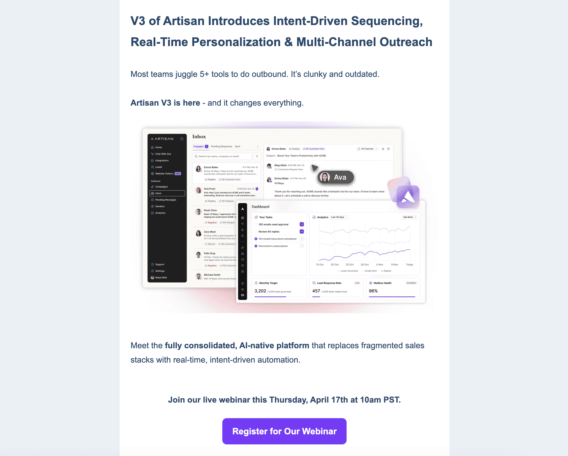 Artisan Webinar Email