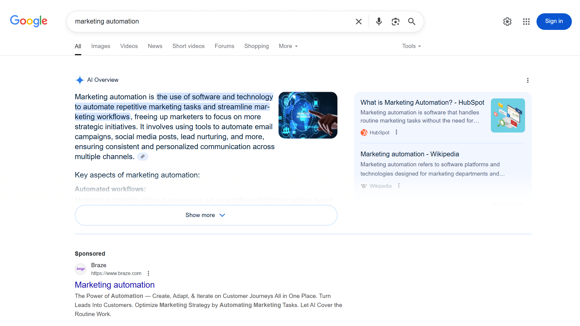 Marketing Automation Google Search