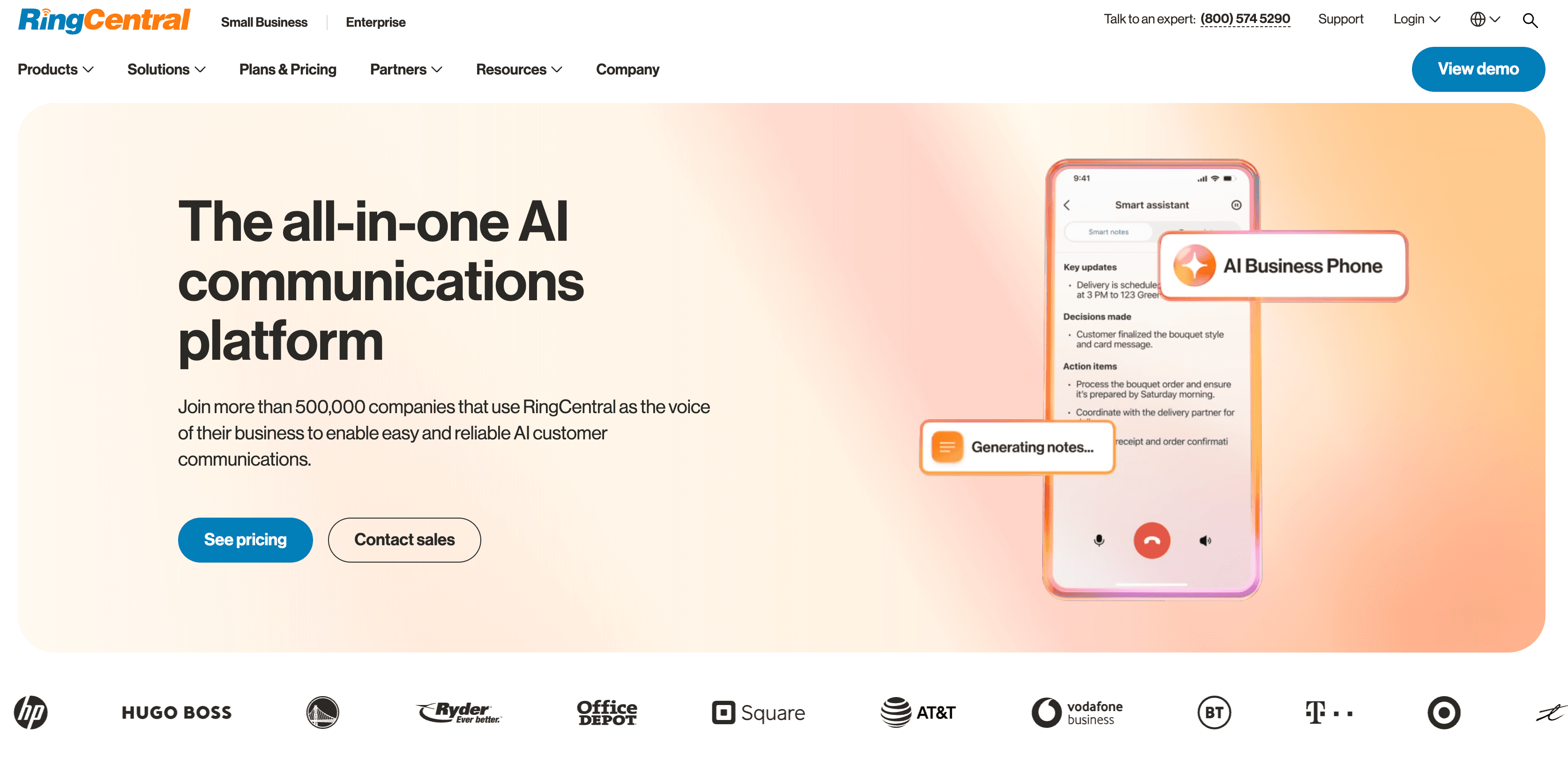 RingCentral Homepage