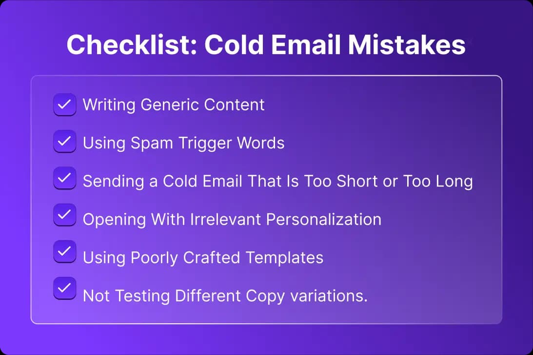Checklist Cold Email Mistakes