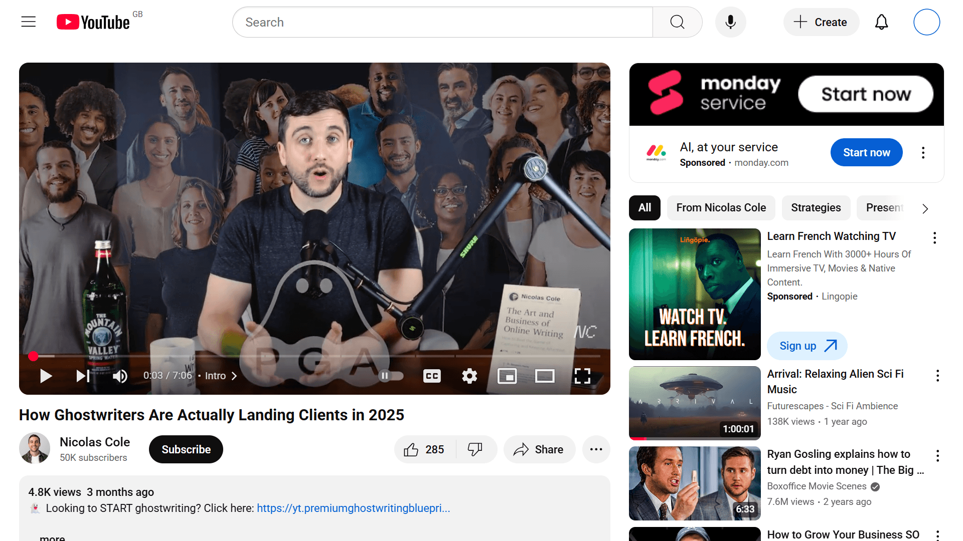 Ghostwriting Academy YouTube Video