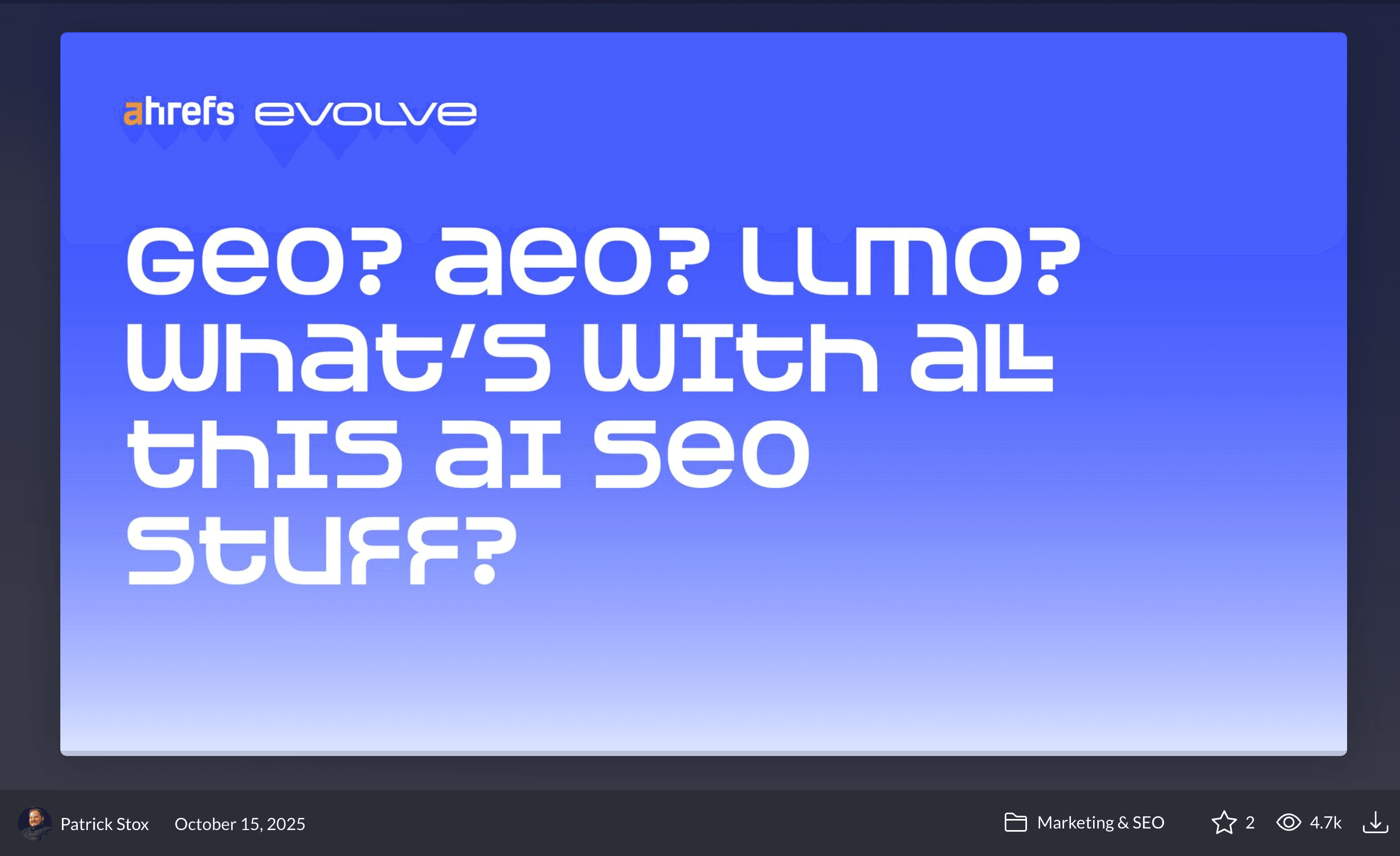 Ahrefs Evolve LinkedIn Carousel