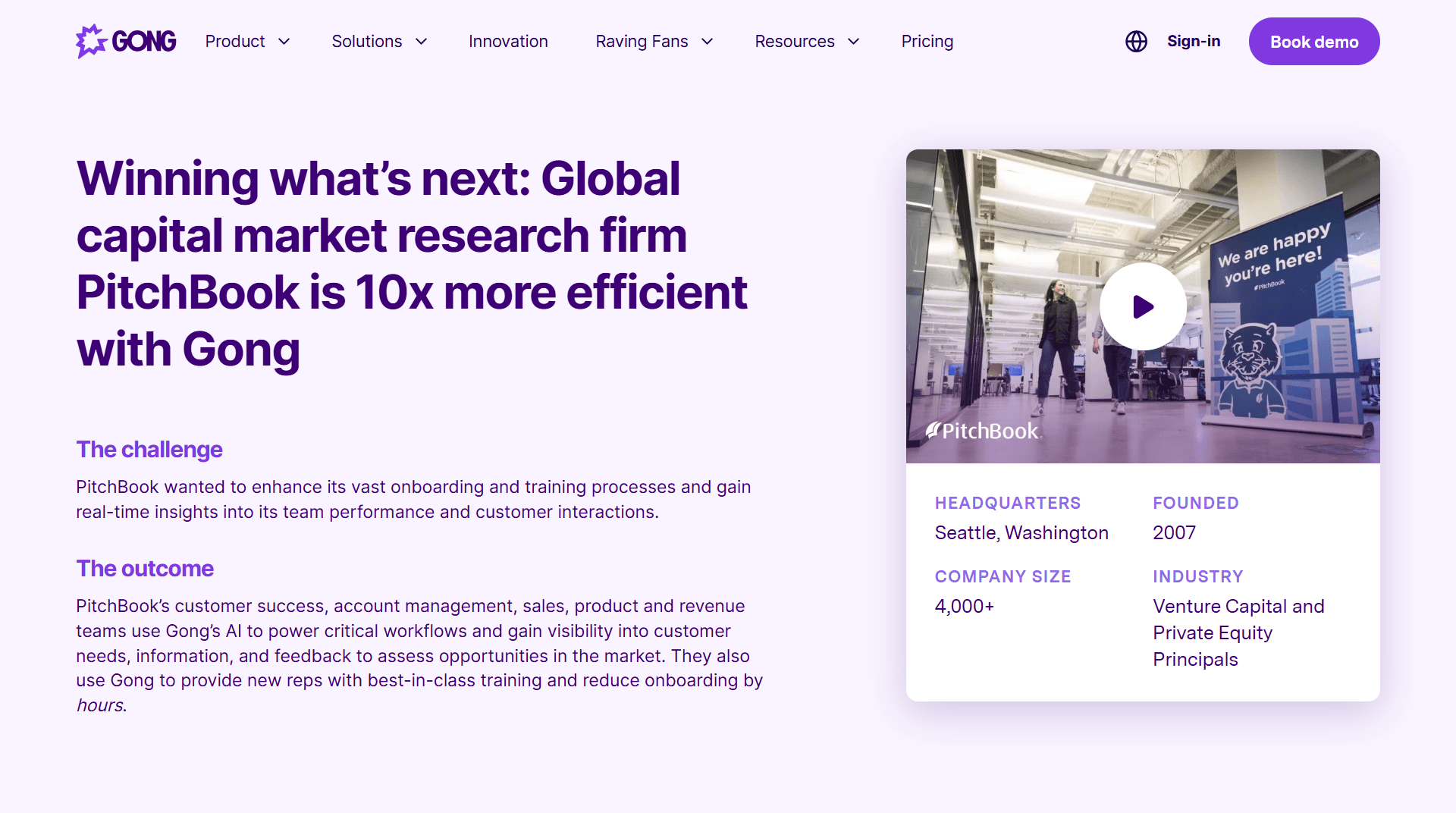 Gong and PitchBook B2B Sales Example