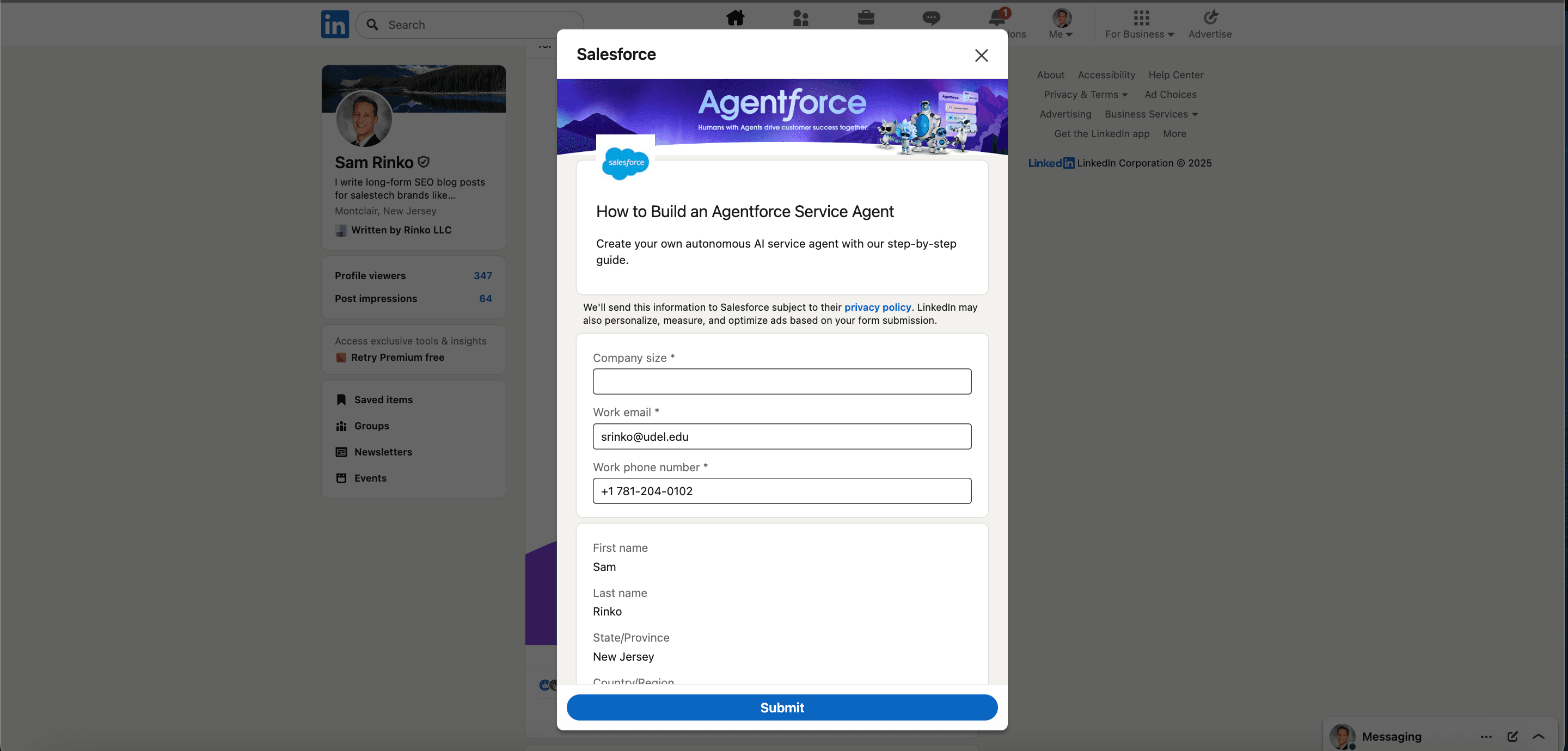 Salesforce Agentforce LinkedIn Ad