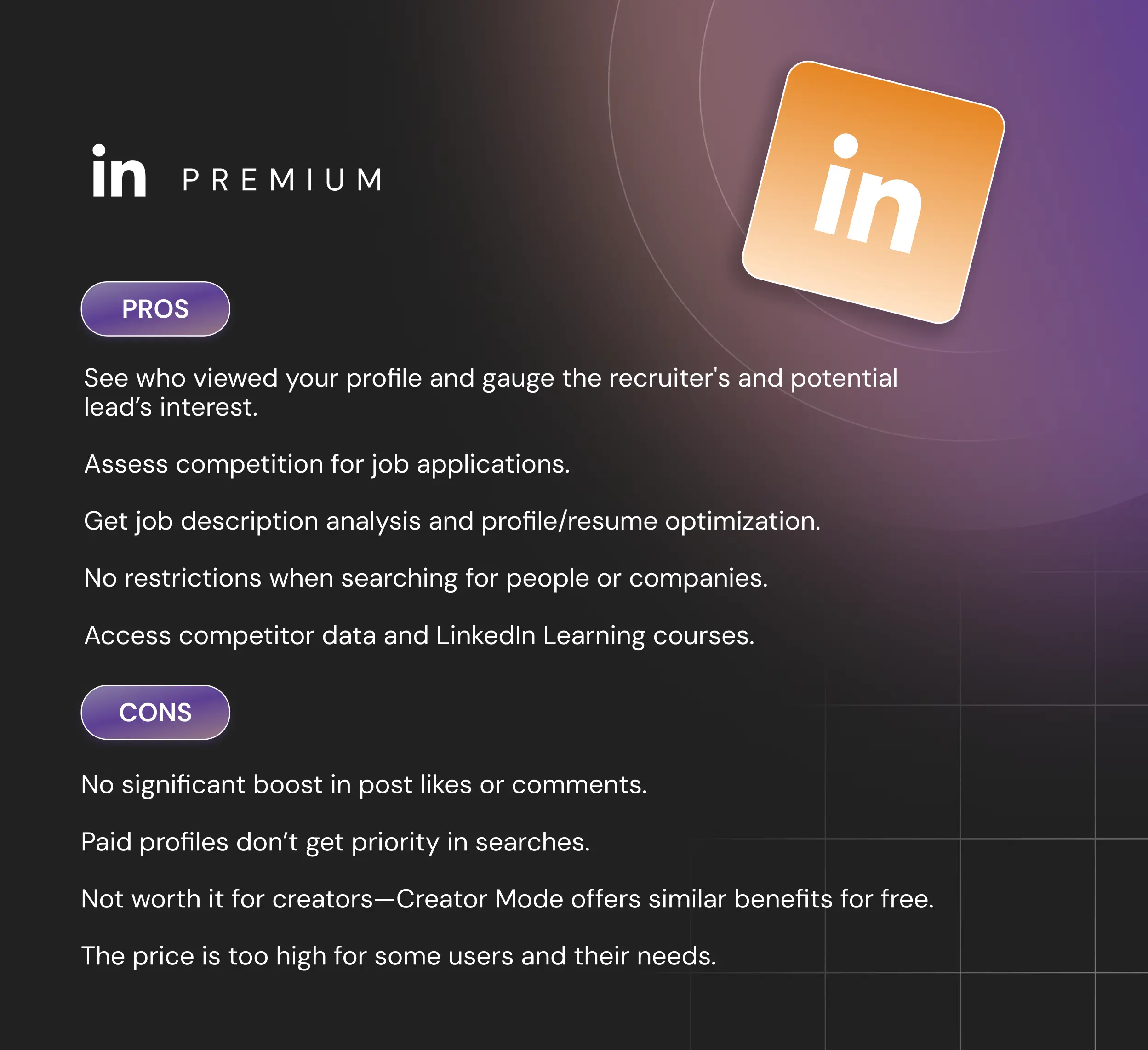 LinkedIn Premium Pros and Cons