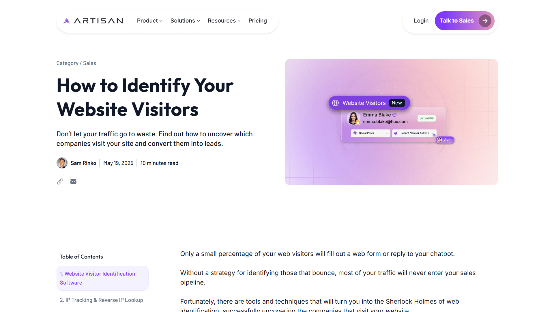 Artisan Article Screenshot