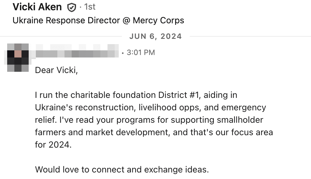 Successful LinkedIn Message