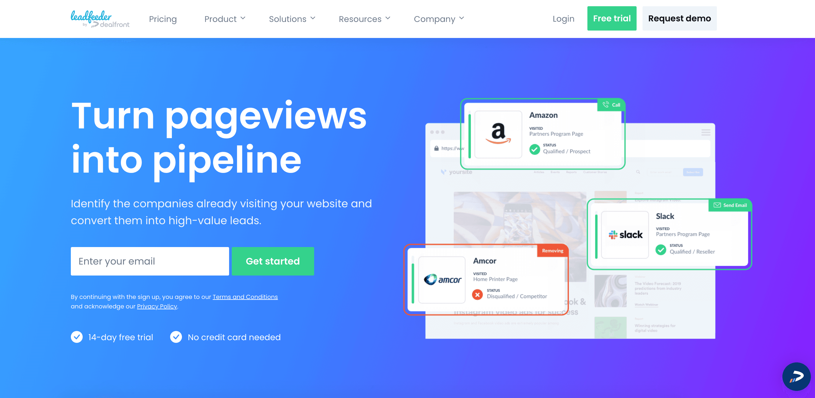 Leadfeeder Homepage
