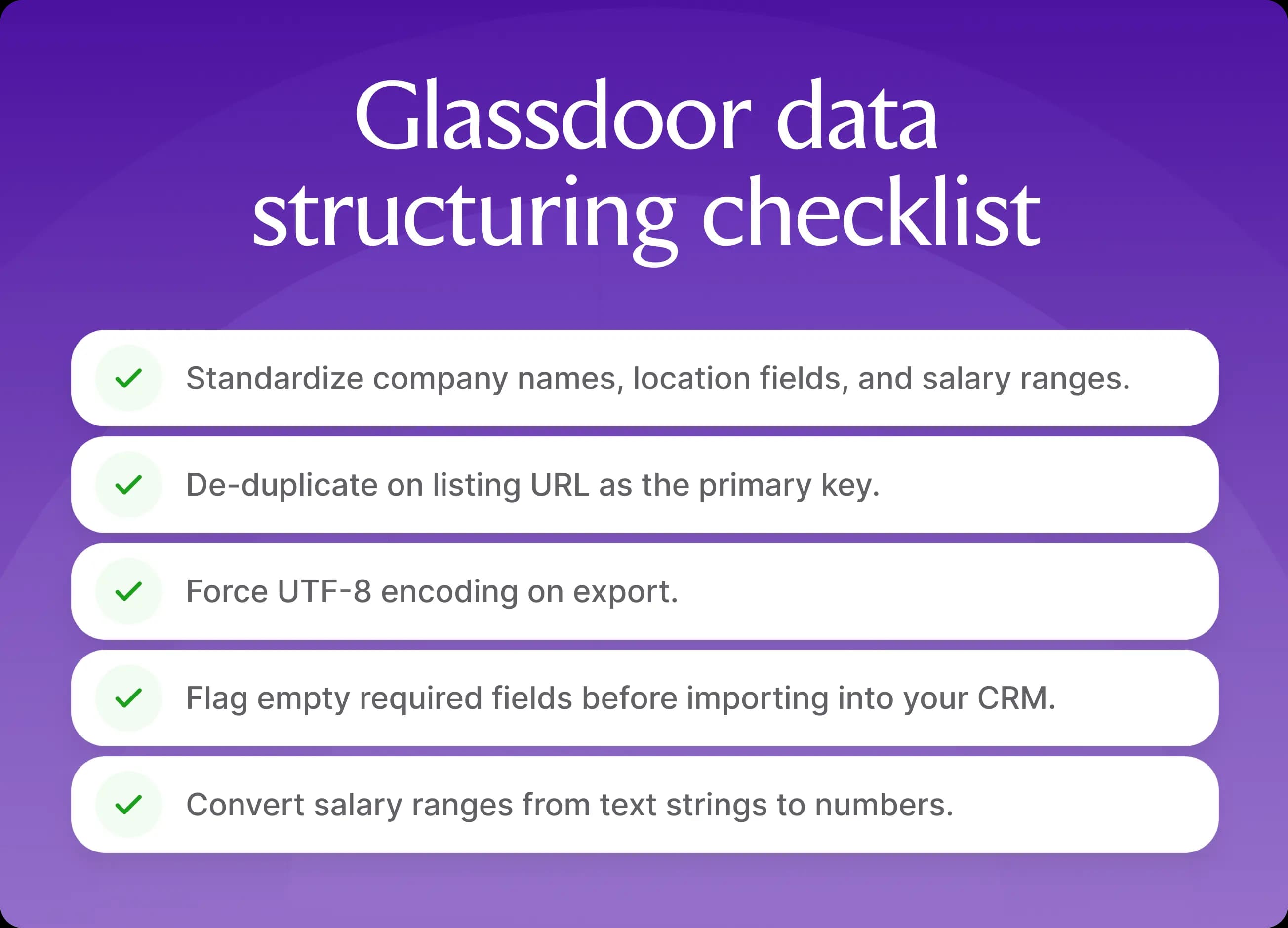 Glassdoor Data Structuring Checklist