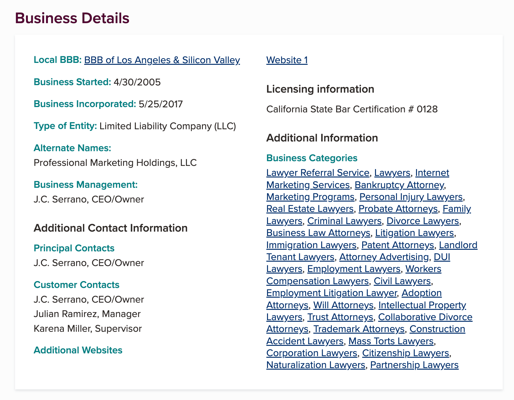 Business Profile