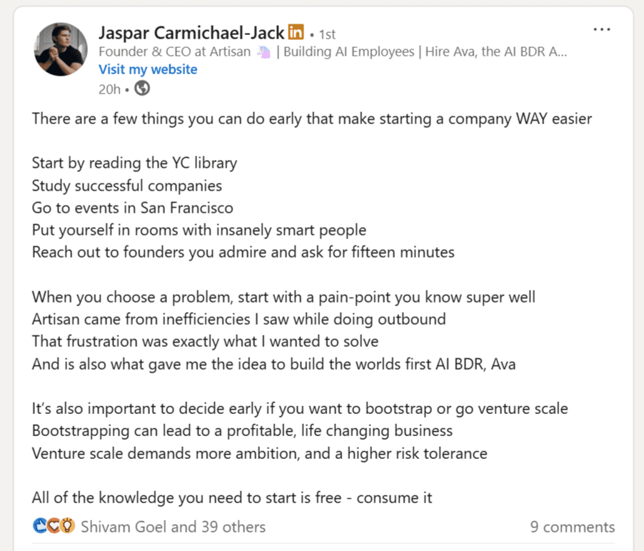 Jaspar LinkedIn Post