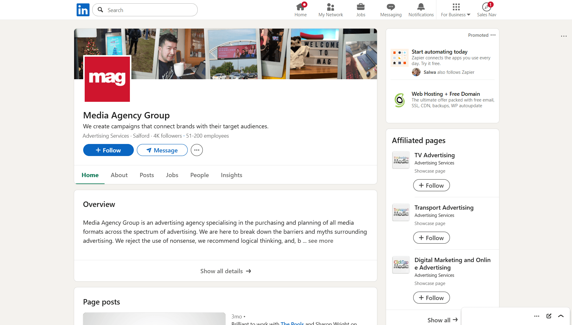 Media Agency Group LinkedIn Profile