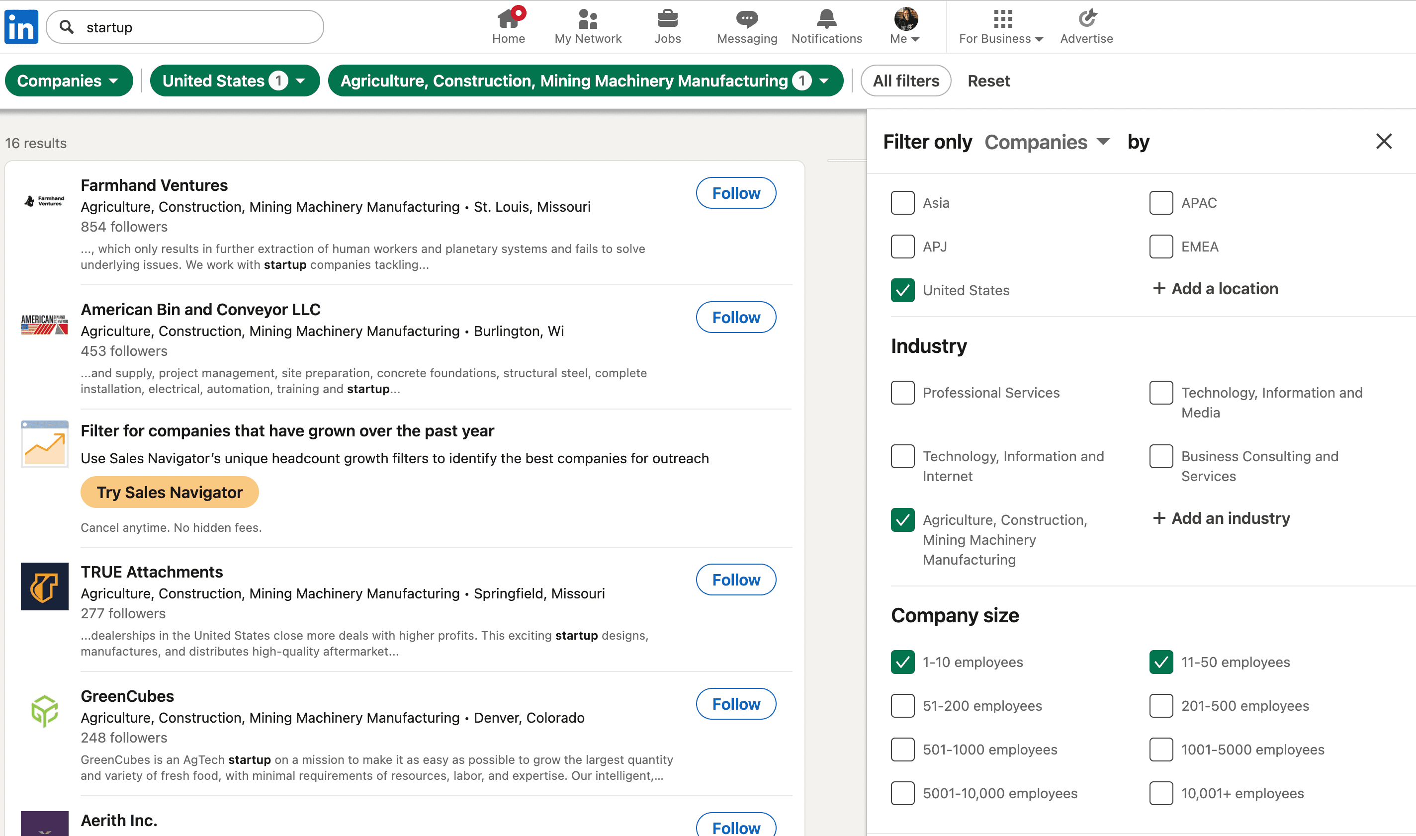 Basic LinkedIn Search