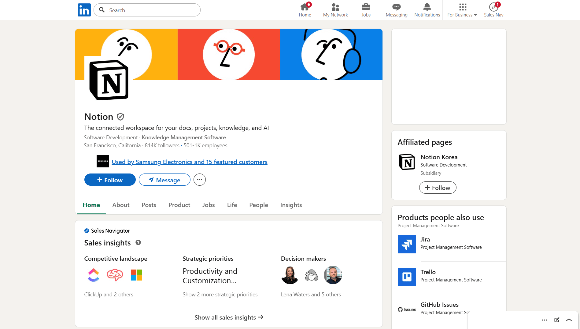 Notion LinkedIn Profile