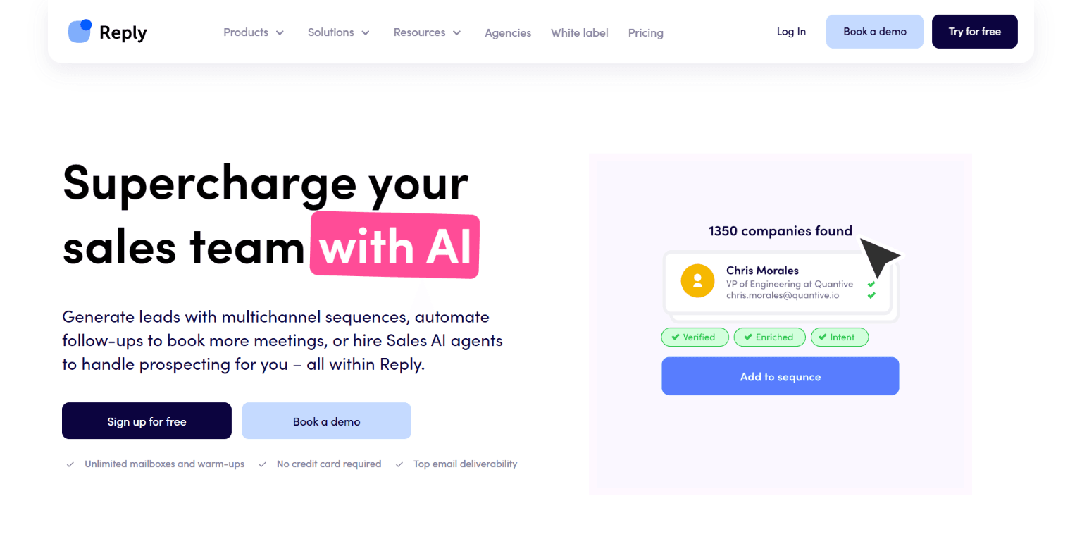 Reply.io homepage
