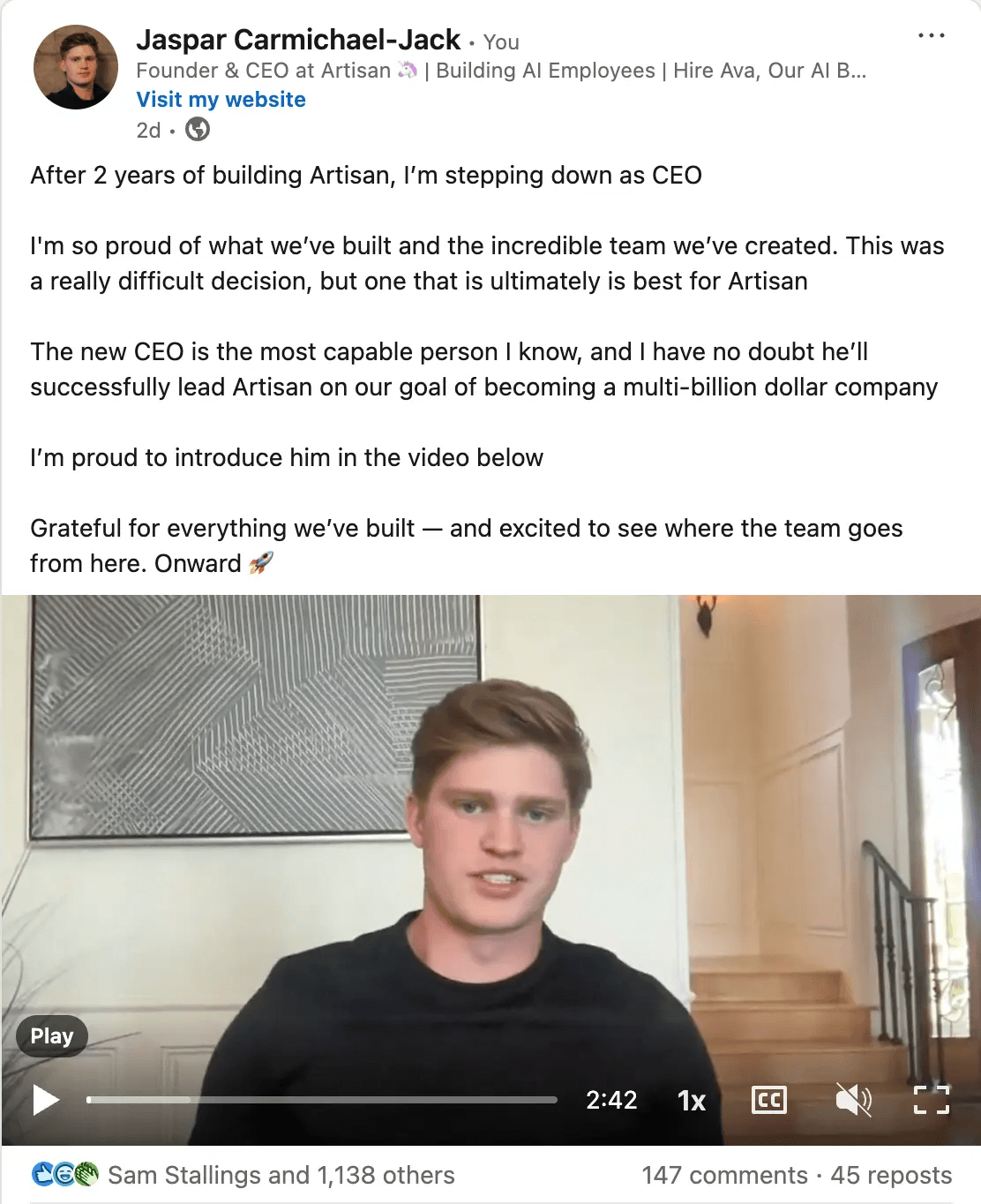 Jaspar Artisan Demand Gen Post