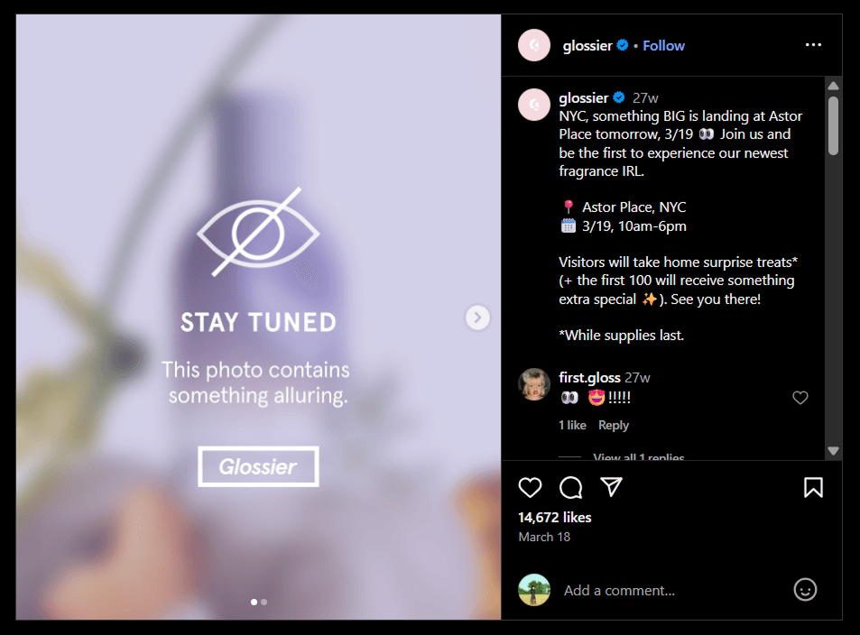 Glossier Social Media Post