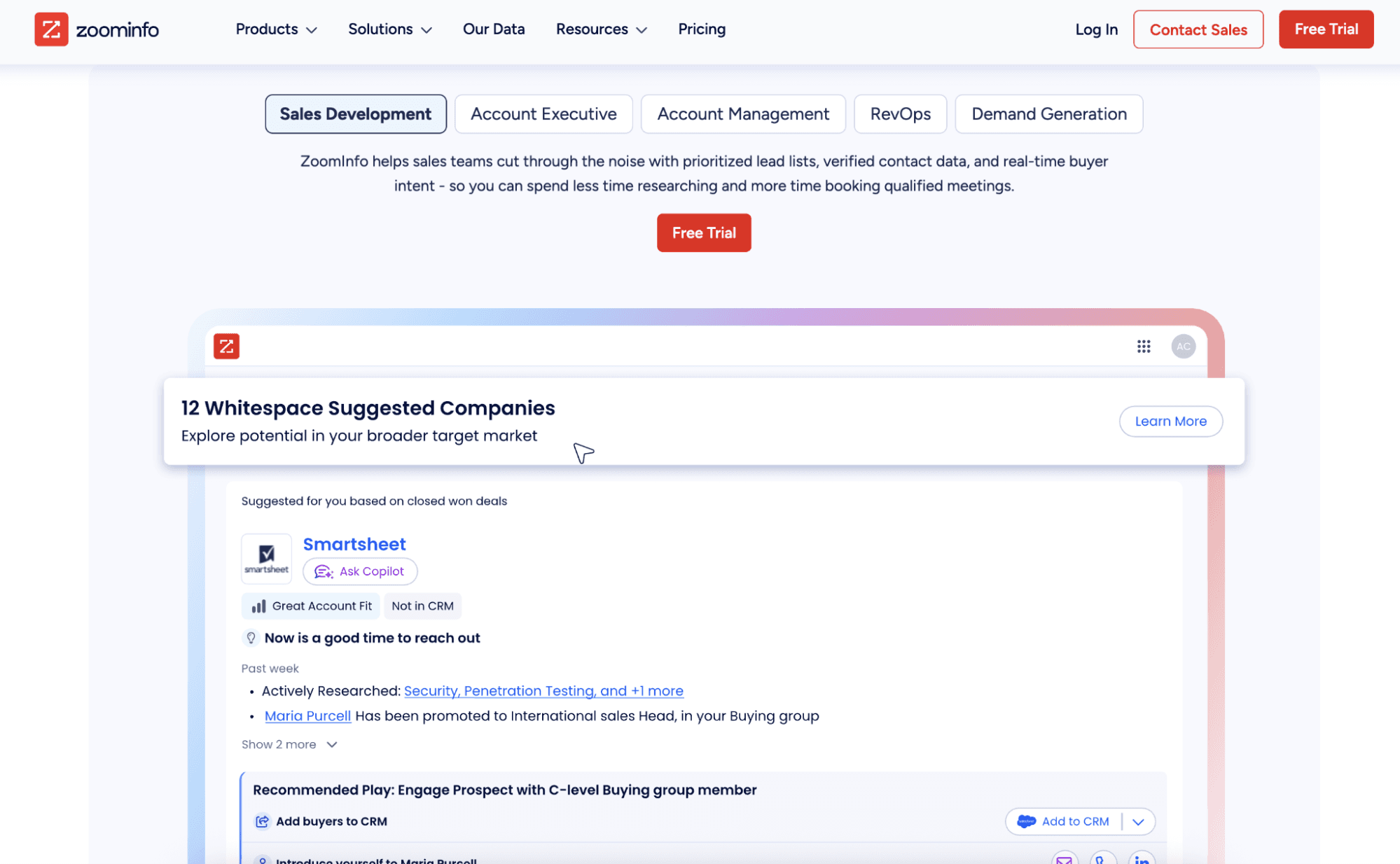 ZoomInfo Sales Development Screenshot