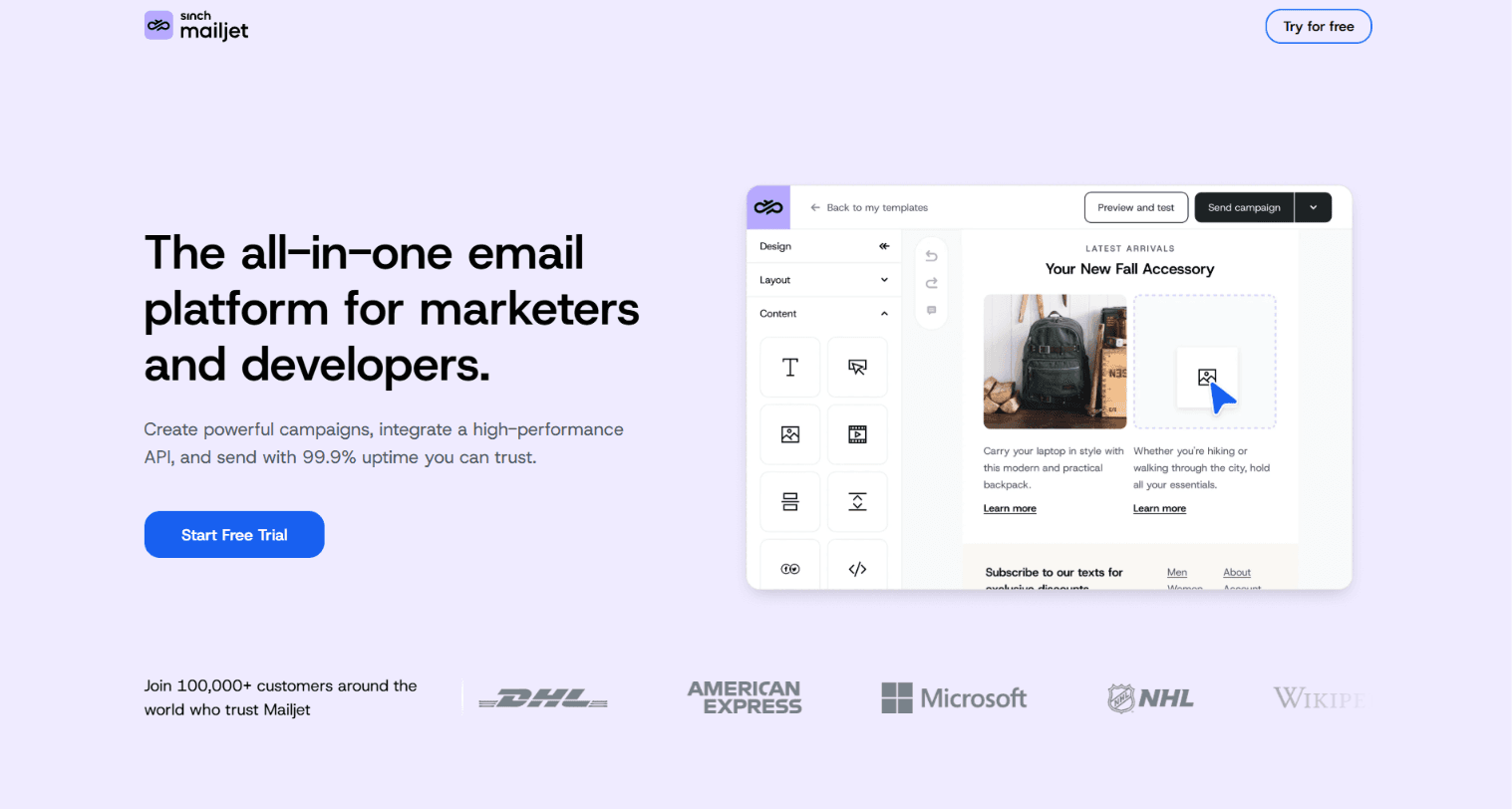 Mailjet Homepage