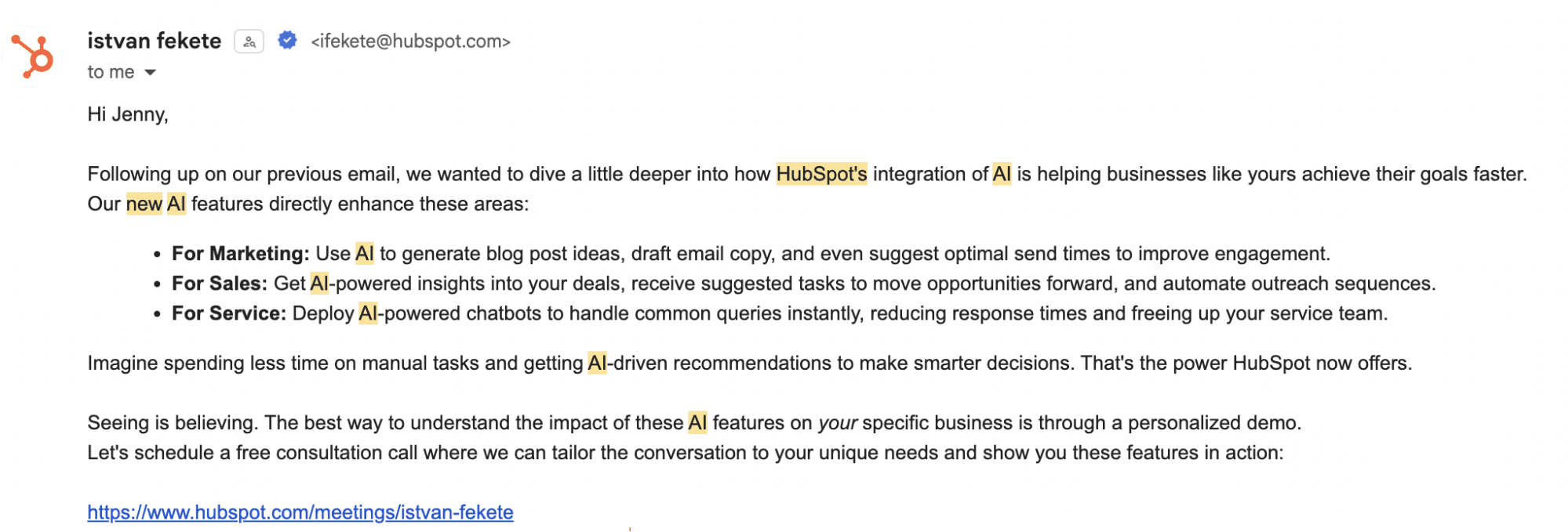 HubSpot Nurturing Email