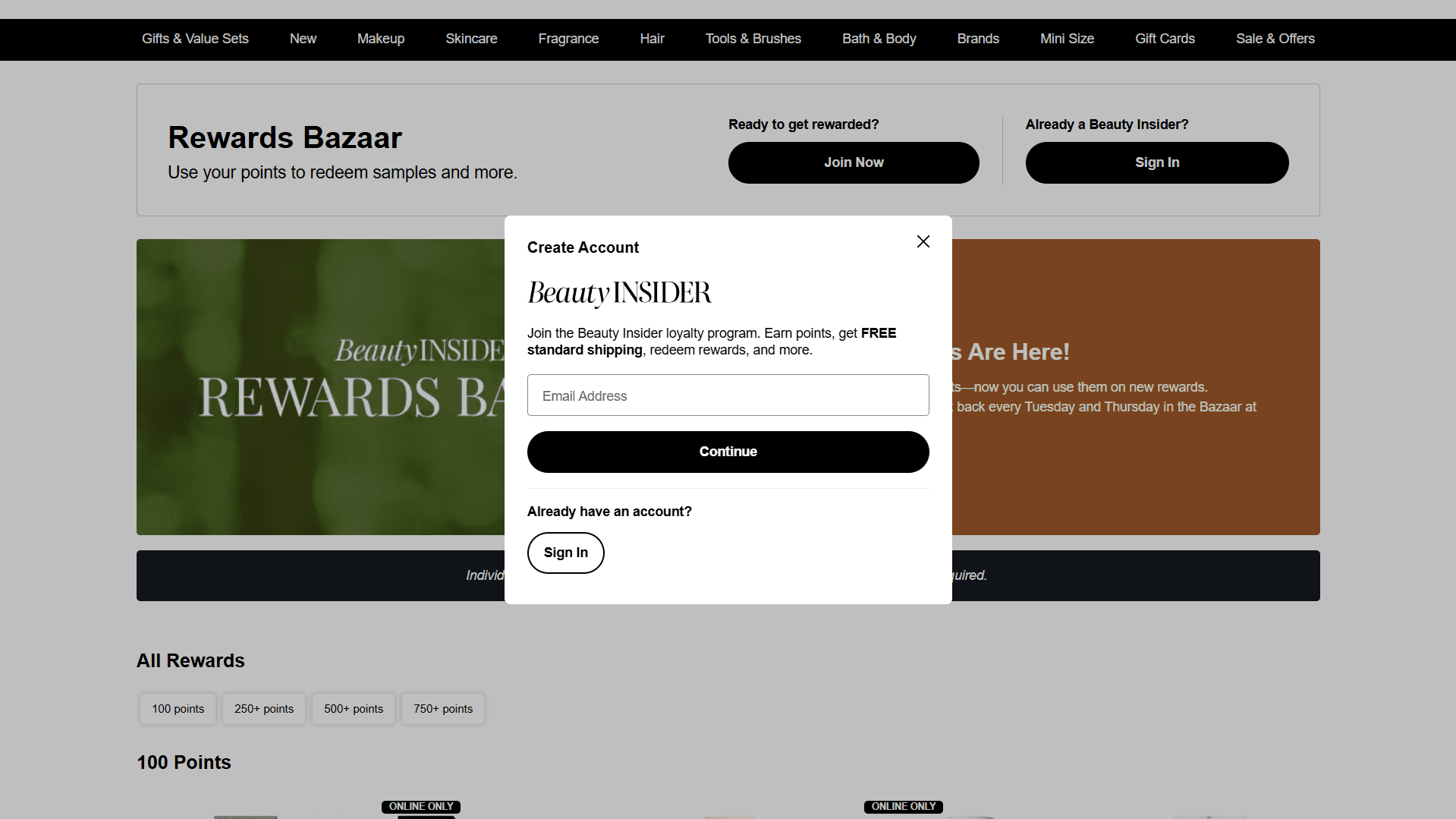 Sephora Sign-Up Page