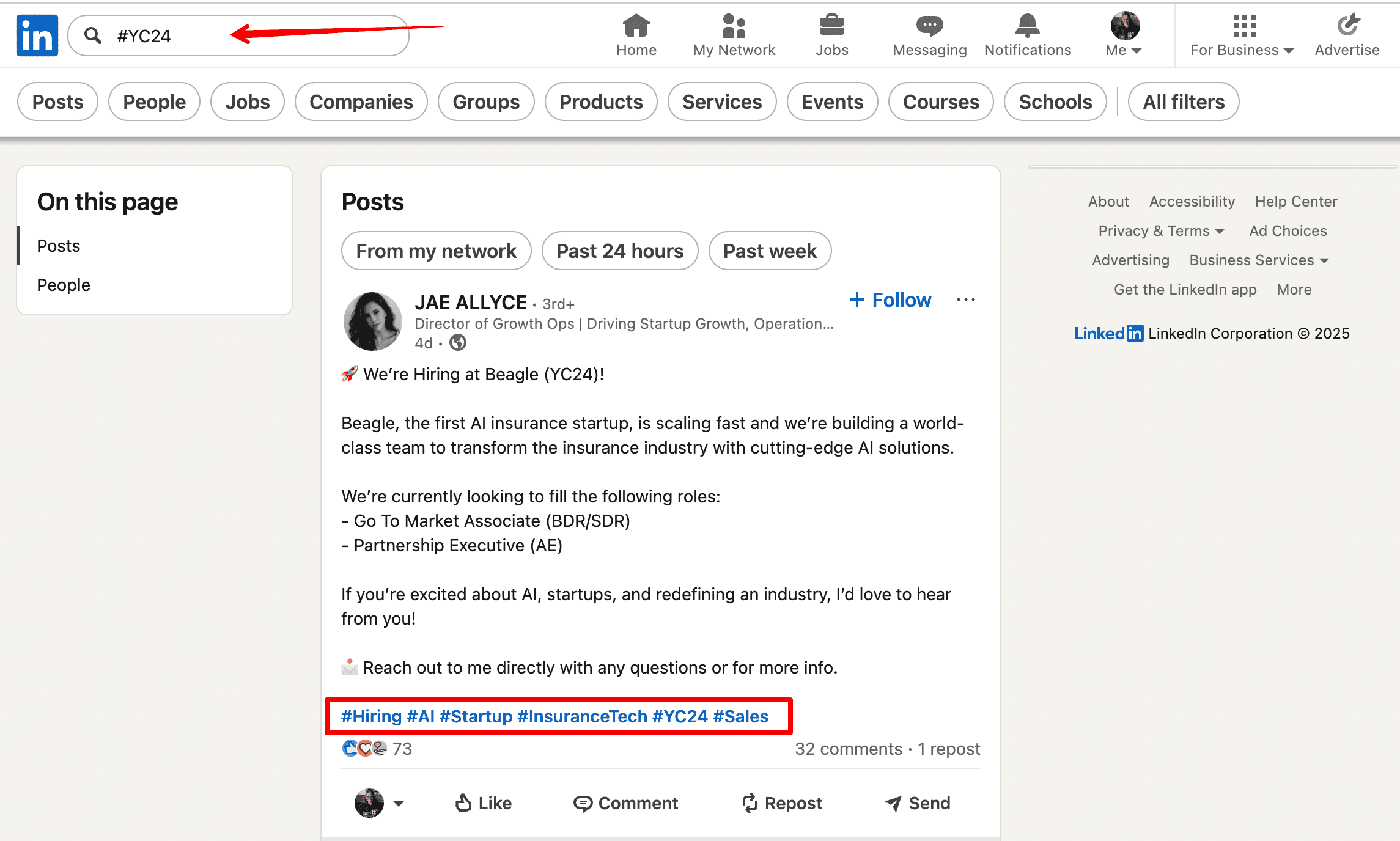 Hashtag Search LinkedIn