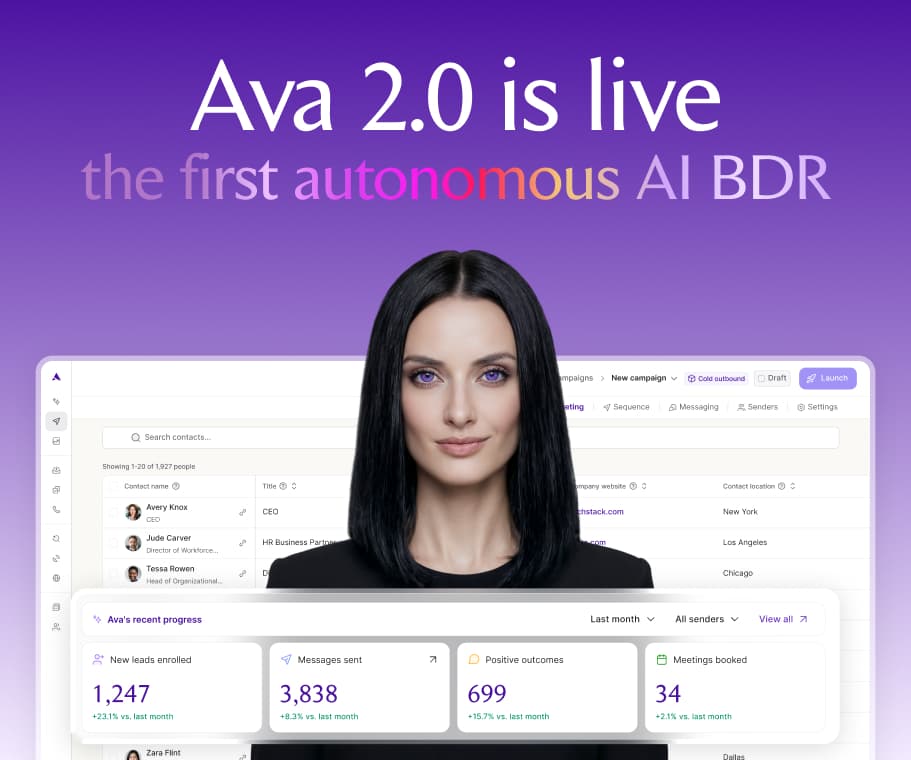 Artisan launches Ava 2.0: the first autonomous AI BDR, now self-serve
