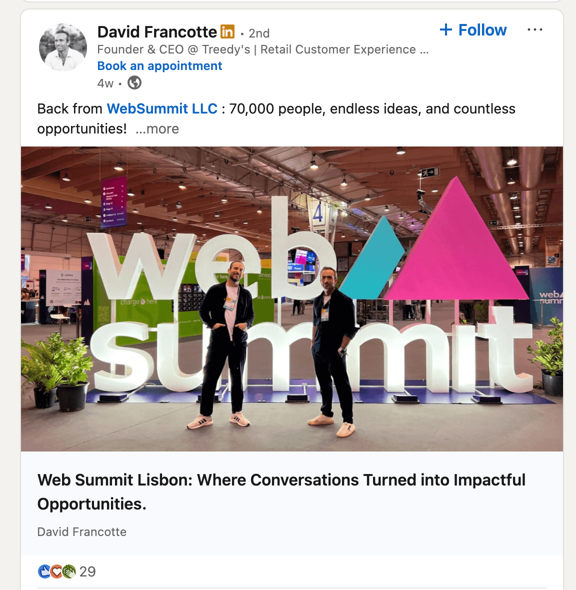 WebSummit LLC LinkedIn Post