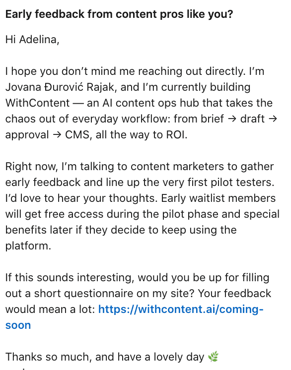 LinkedIn InMail Example