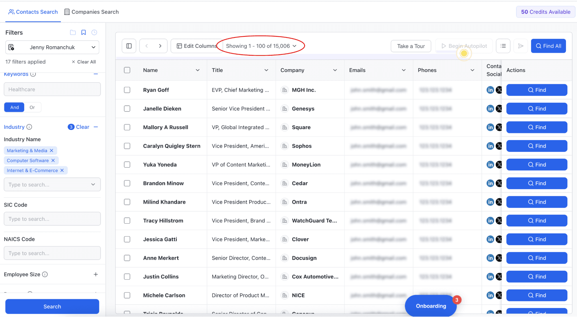 Seamless Contacts Search