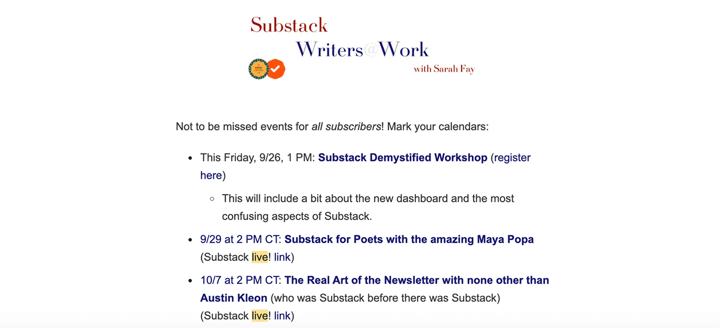 Sarah Fay Writing Coach Email Example