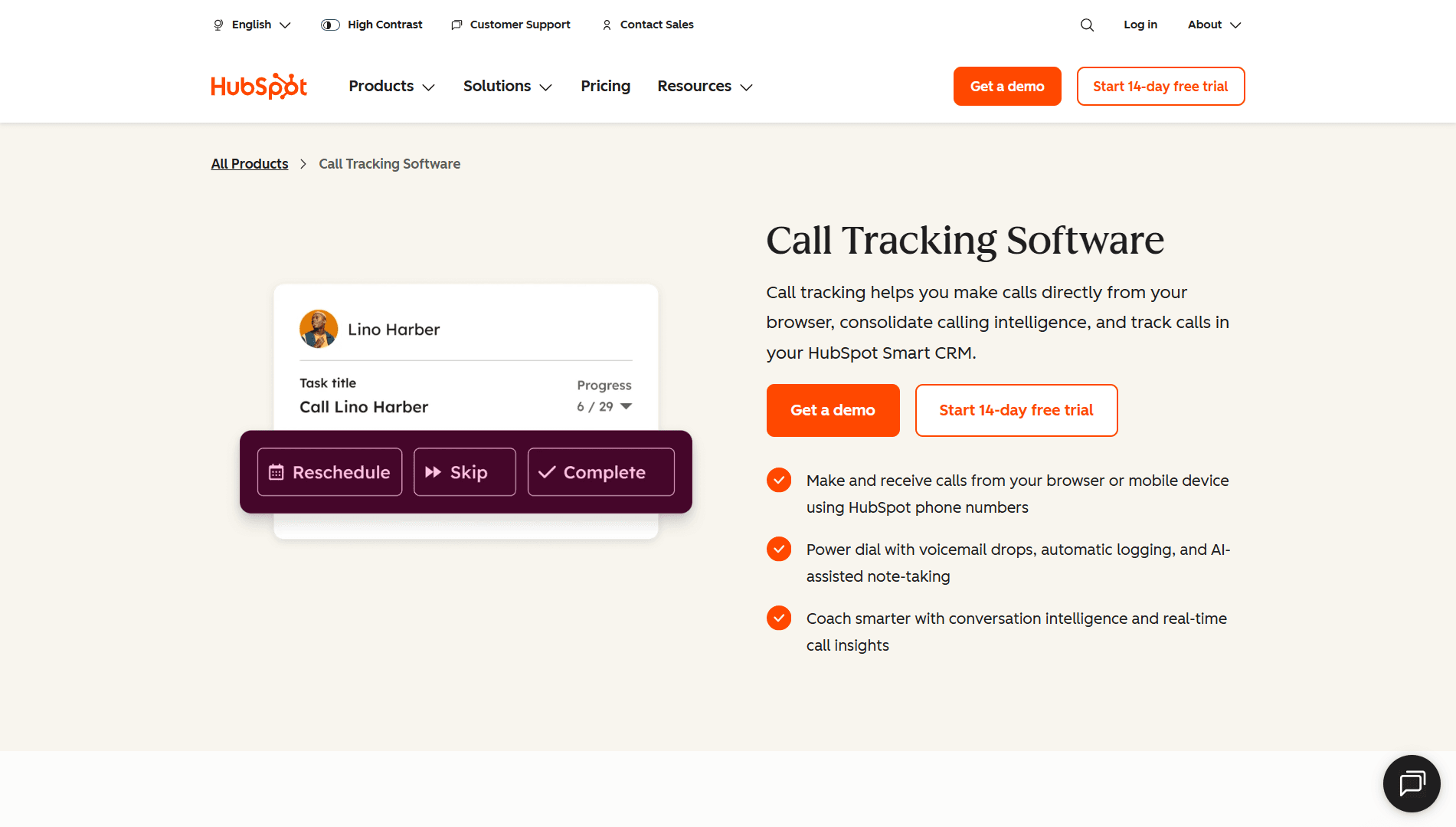 HubSpot Dialer Dashboard Screenshot