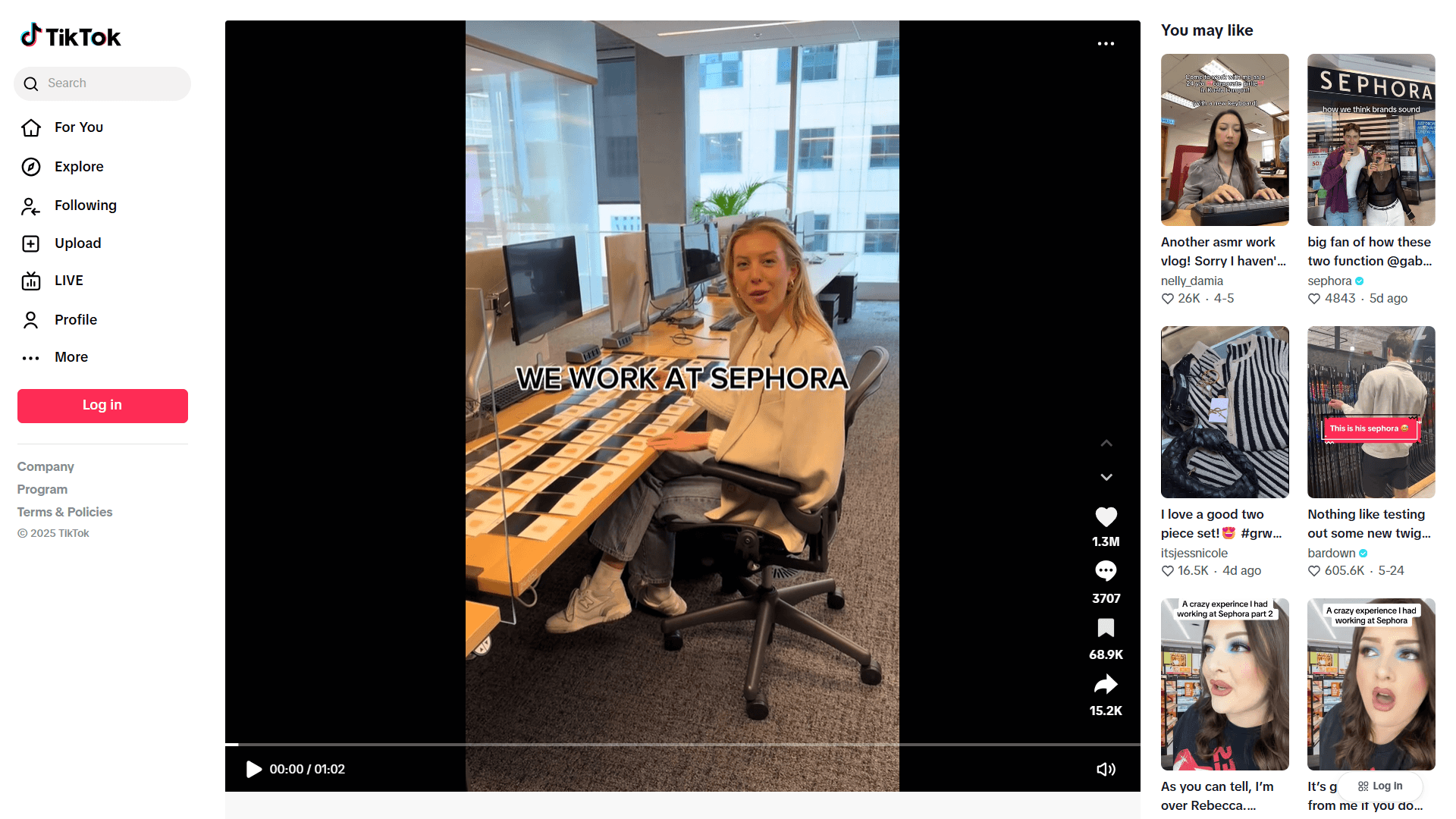 TikTok Sephora Video Screenshot