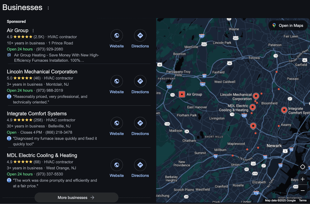 Google Local Business Map