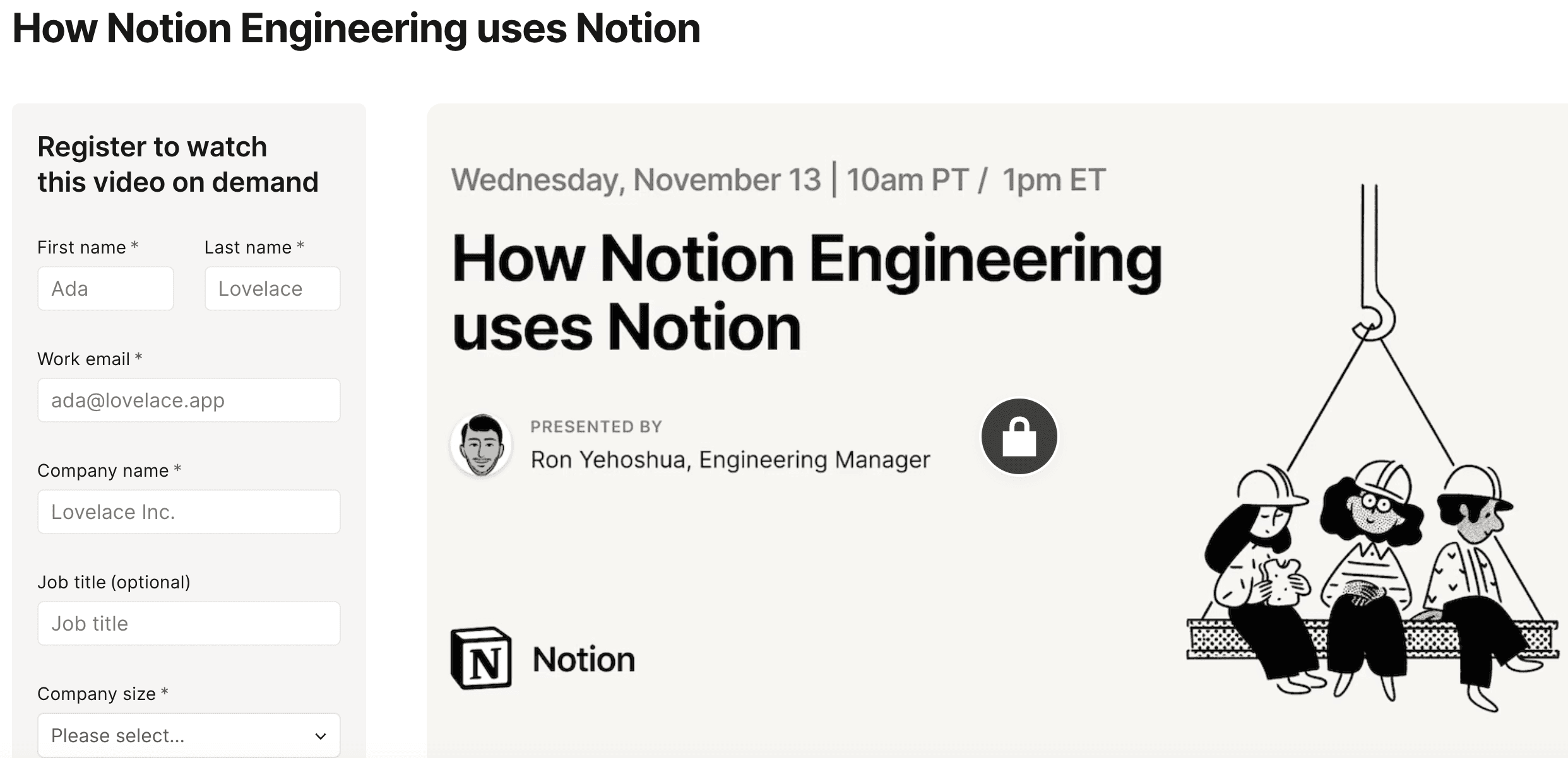 Notion Webinar Signup Page