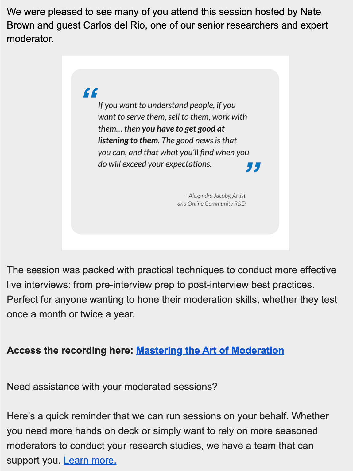 Postevent email examples and templates